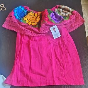 Colorful Embroidered Off-Shoulder Top